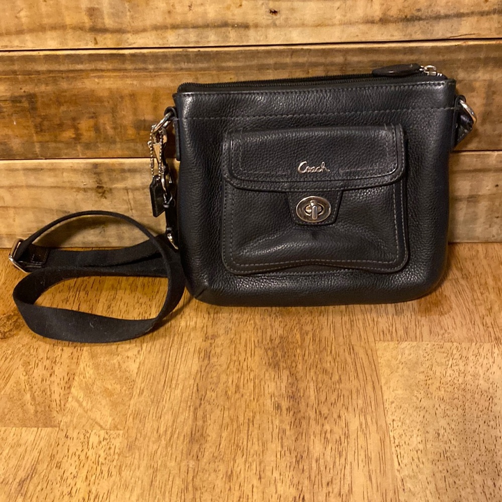 Authentic Coach black leather crossbody